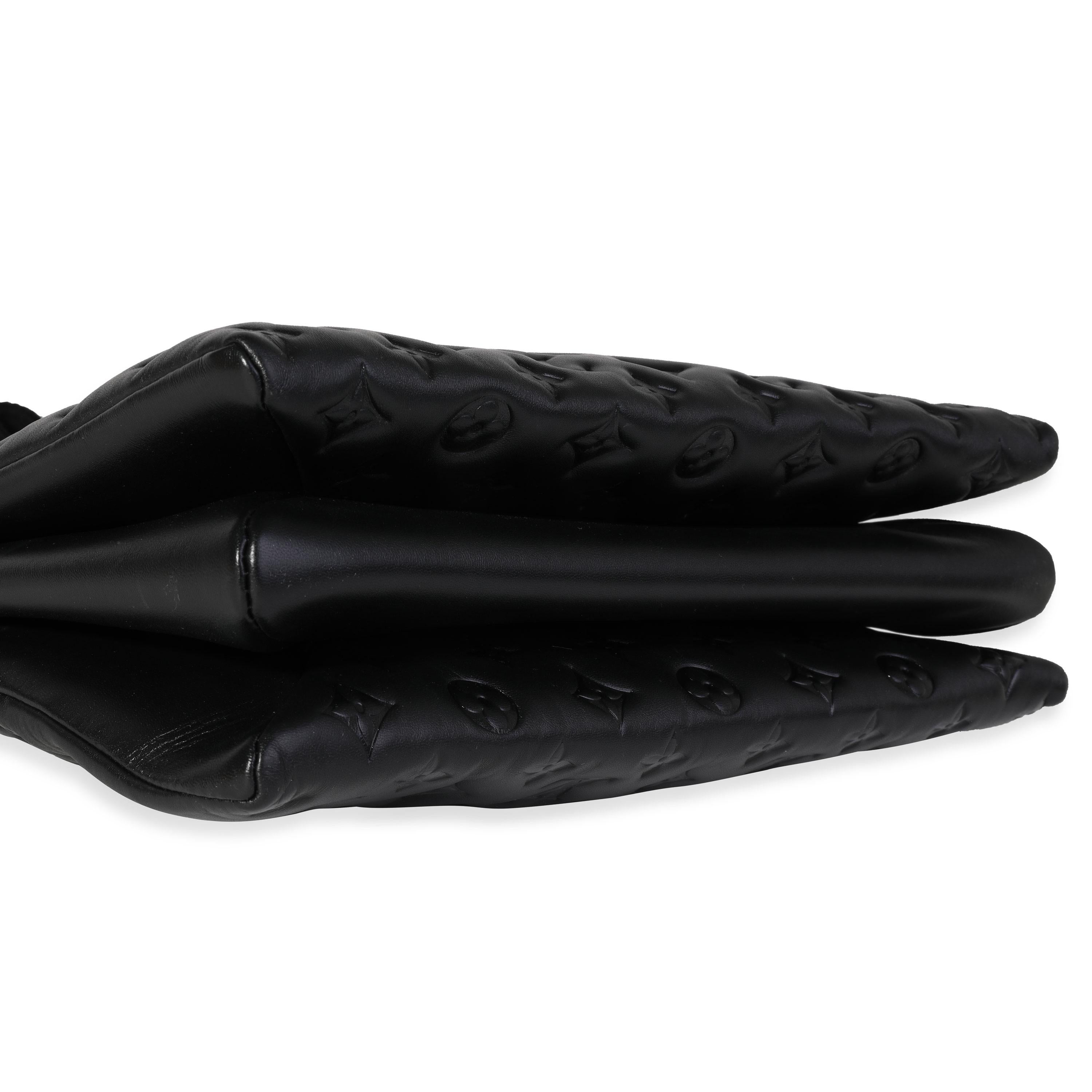 Women's Louis Vuitton Black Embossed Lambskin Coussin MM