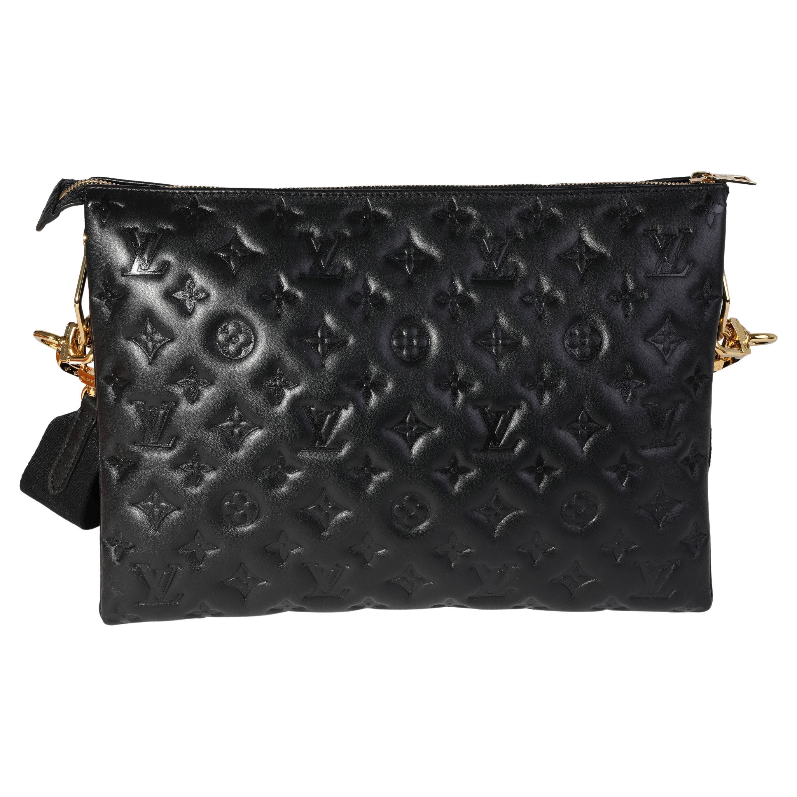 Louis Vuitton Black Embossed Lambskin Coussin MM For Sale at