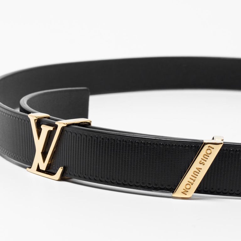 Louis Vuitton Black Leather Initiales Slim Buckle Belt 75CM Louis