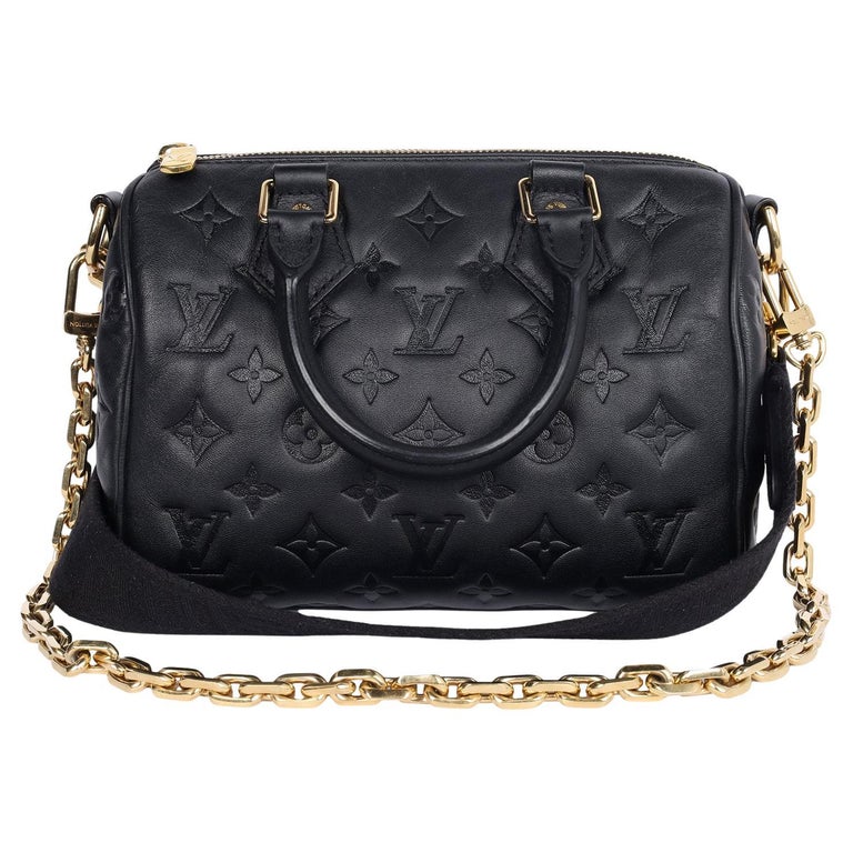 Louis Vuitton Black Embossed Leather Speedy 22 Bandouliere