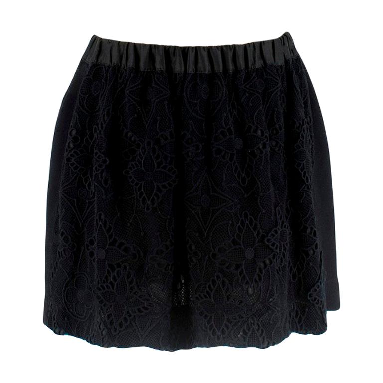 Louis Vuitton Black Embroidered Zip Up Mini Skirt 36 XS