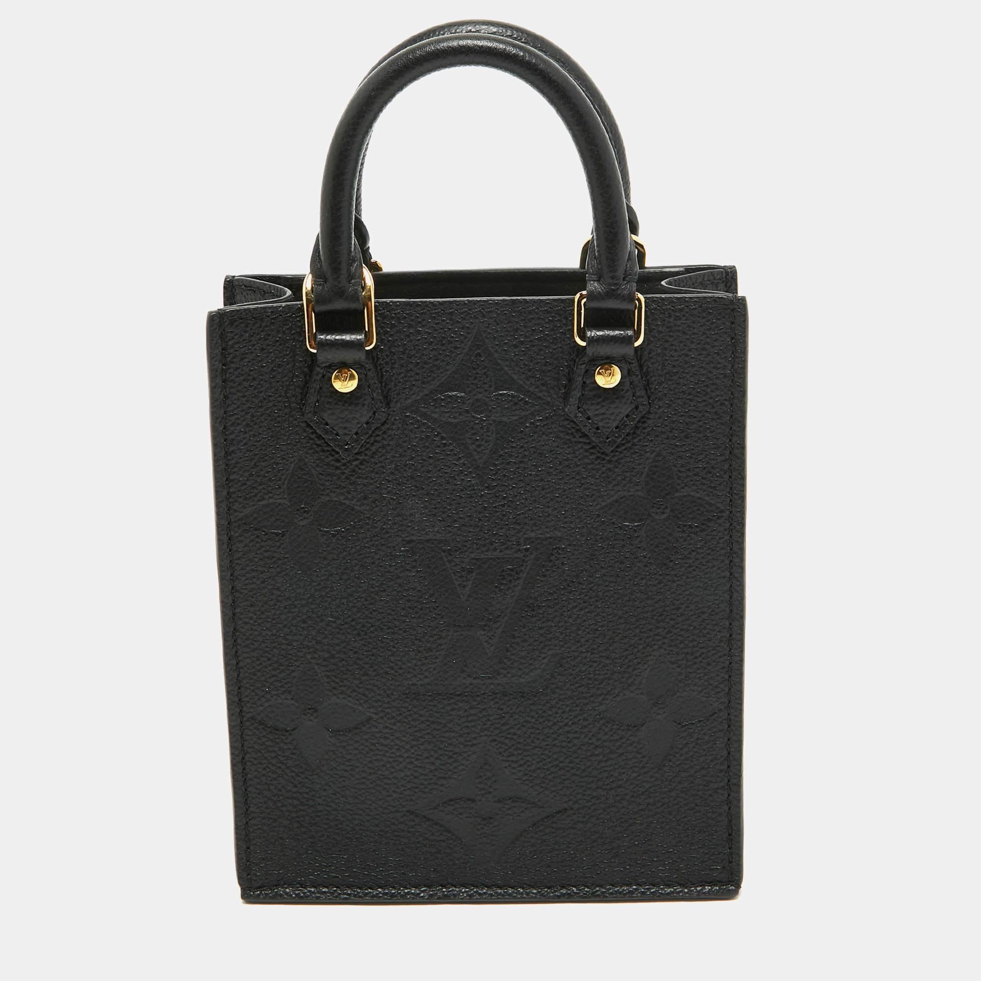 Women's Louis Vuitton Black Empreinte Leather Petit Sac Plat Bag For Sale