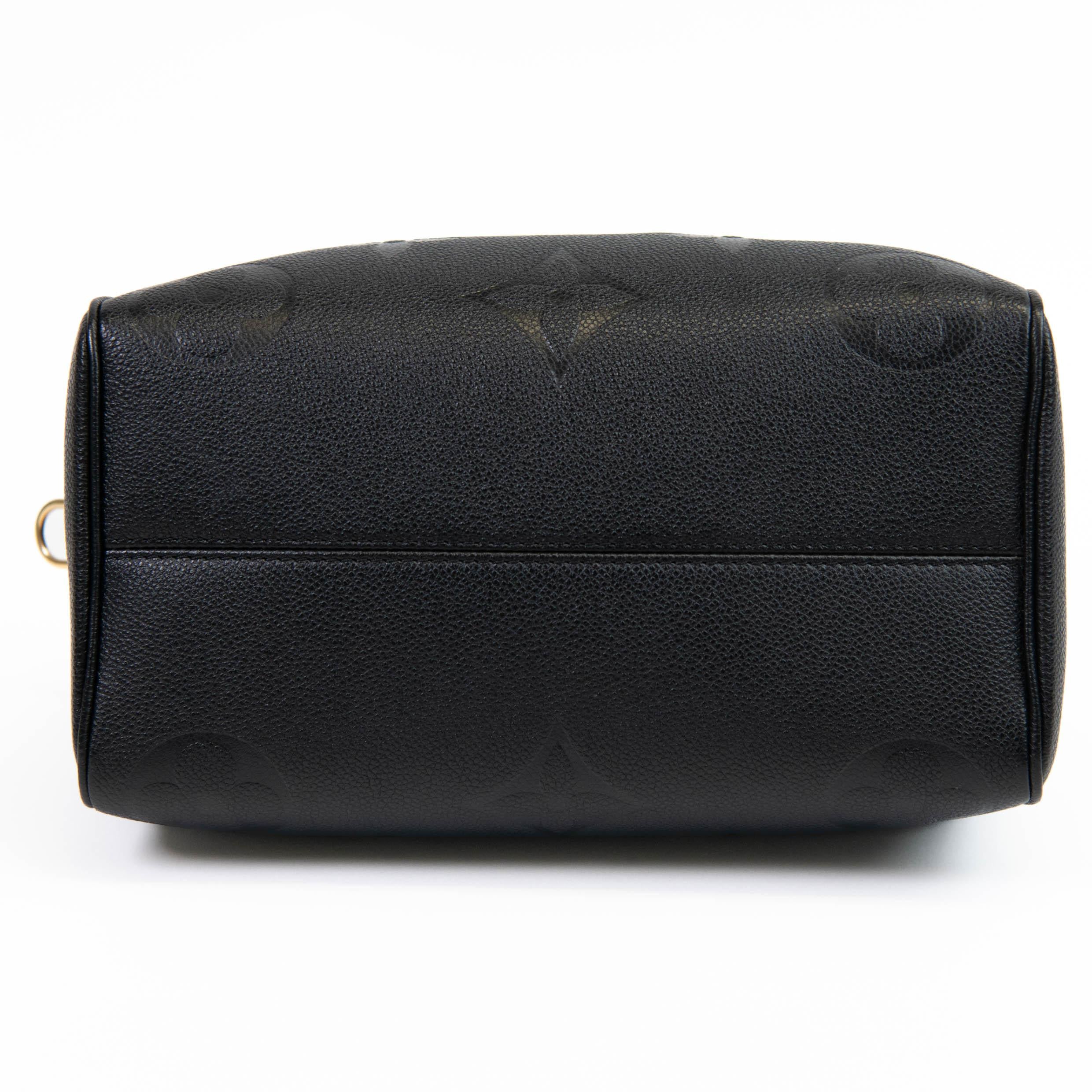 Louis Vuitton Black Empreinte Monogram Leather Giant Speedy Bandouliere 25 For Sale 2
