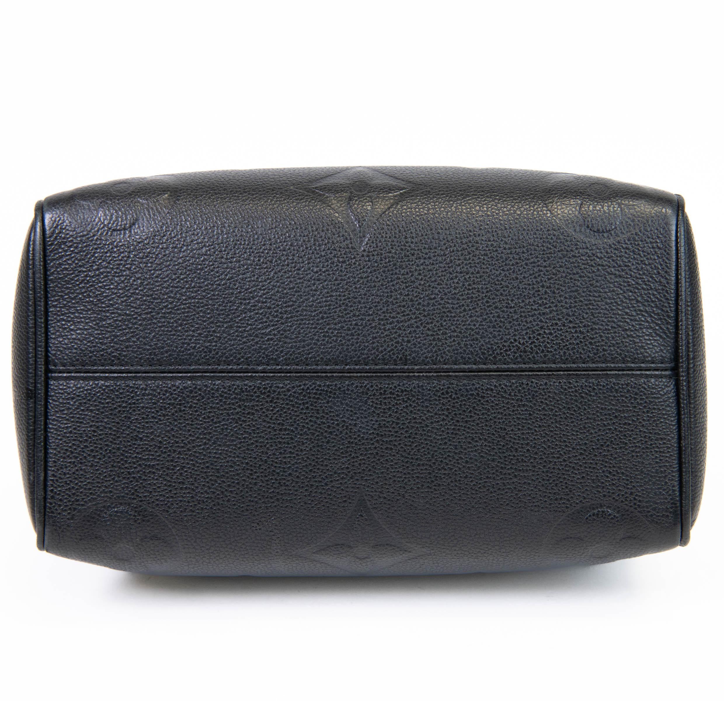 Louis Vuitton Black Empreinte Monogram Leather Giant Speedy Bandouliere 25 For Sale 2