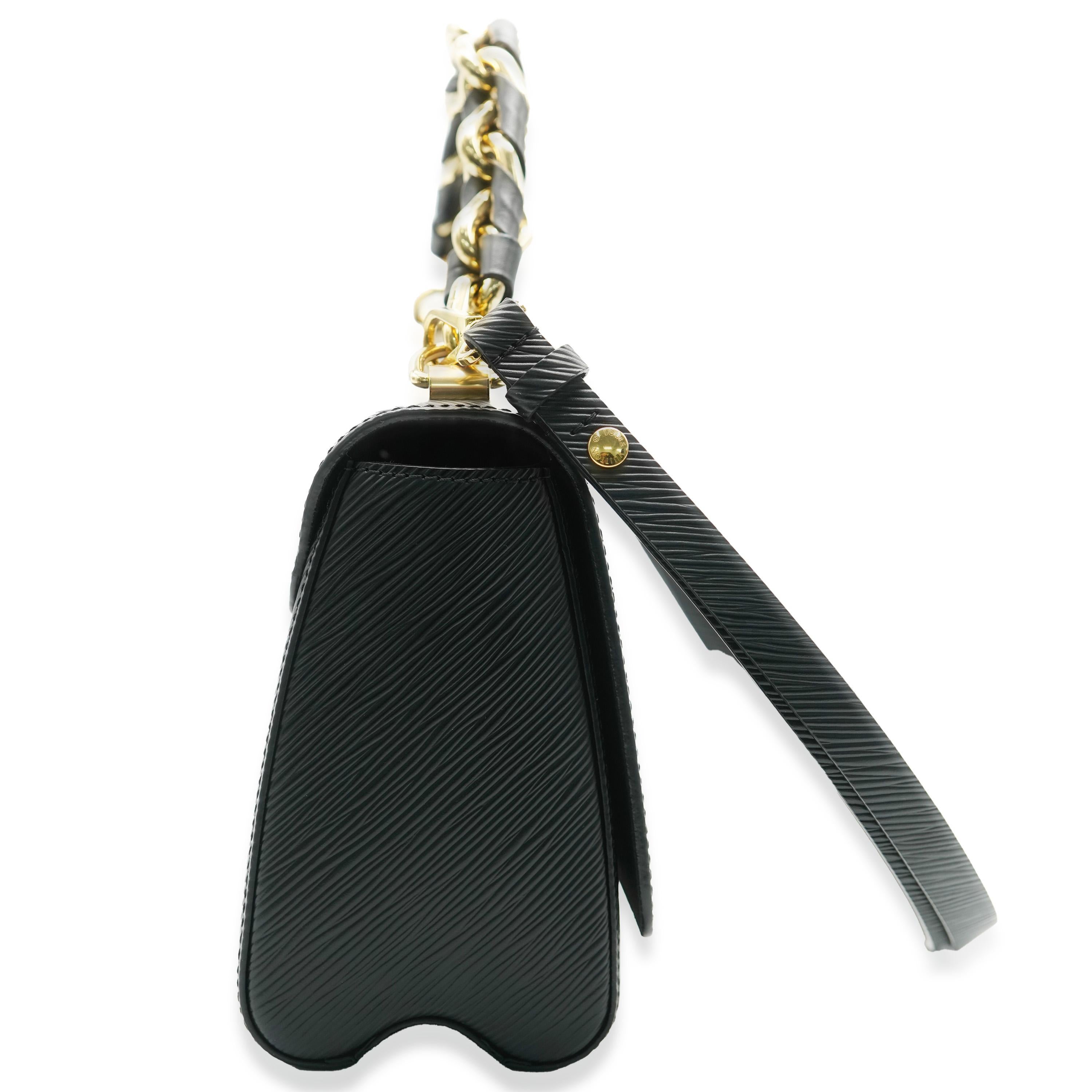 Louis Vuitton Black Epi Braided Handle Twist MM In Excellent Condition For Sale In New York, NY