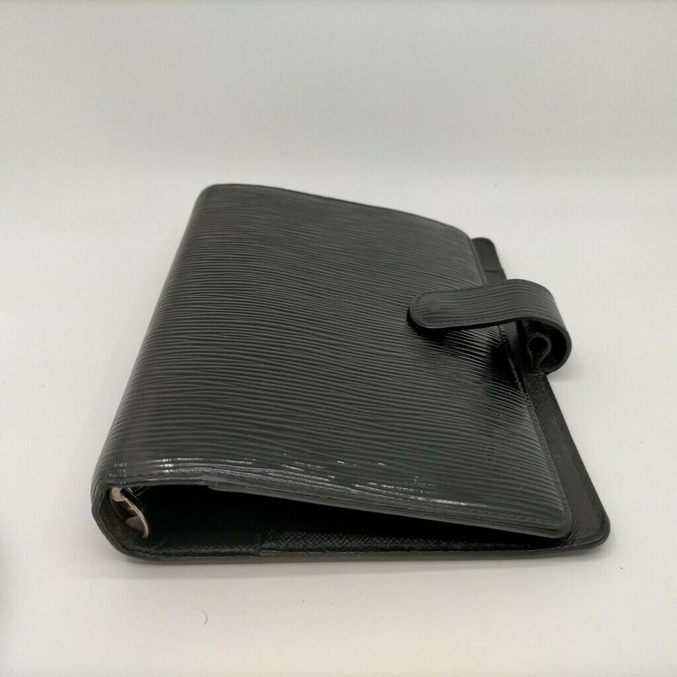 Louis Vuitton Black Epi Electric Leather Noir Small Ring Agenda PM Diary Book For Sale 7