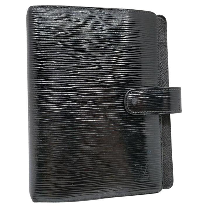 Louis Vuitton Black Epi Electric Leather Noir Small Ring Agenda PM Diary Book For Sale
