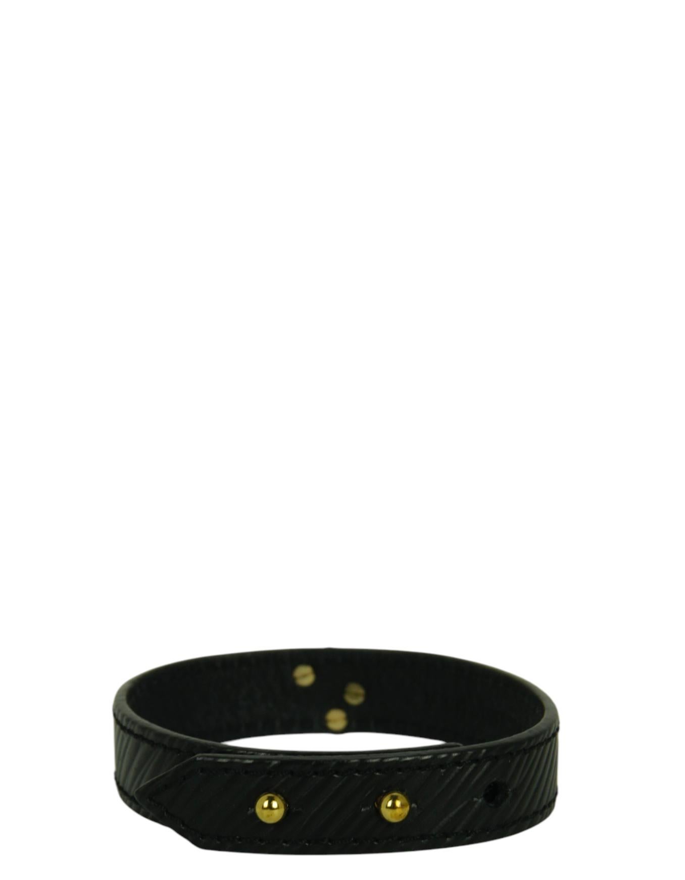 Louis Vuitton Black Epi Gold/Silver Twist Bracelet In Excellent Condition In New York, NY