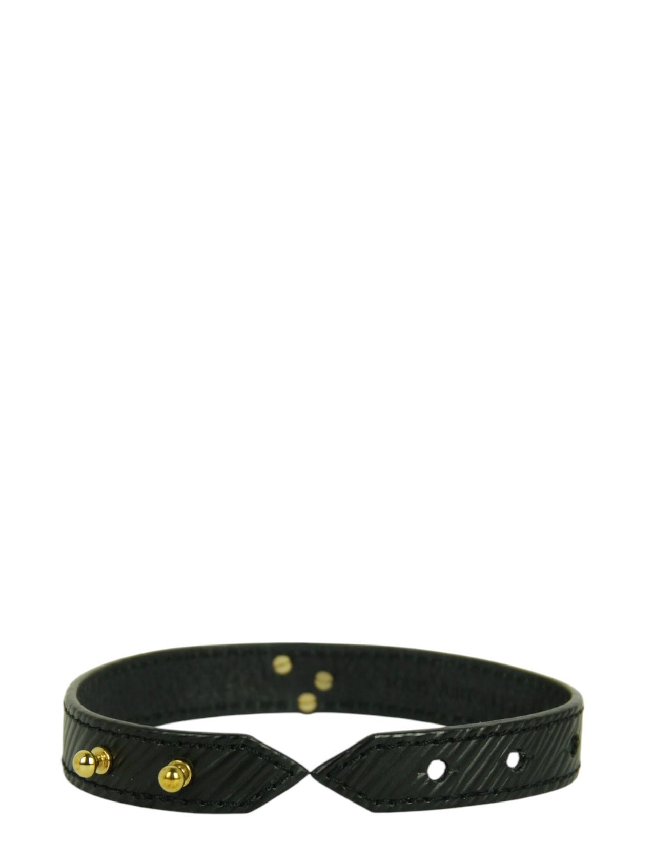 Women's Louis Vuitton Black Epi Gold/Silver Twist Bracelet