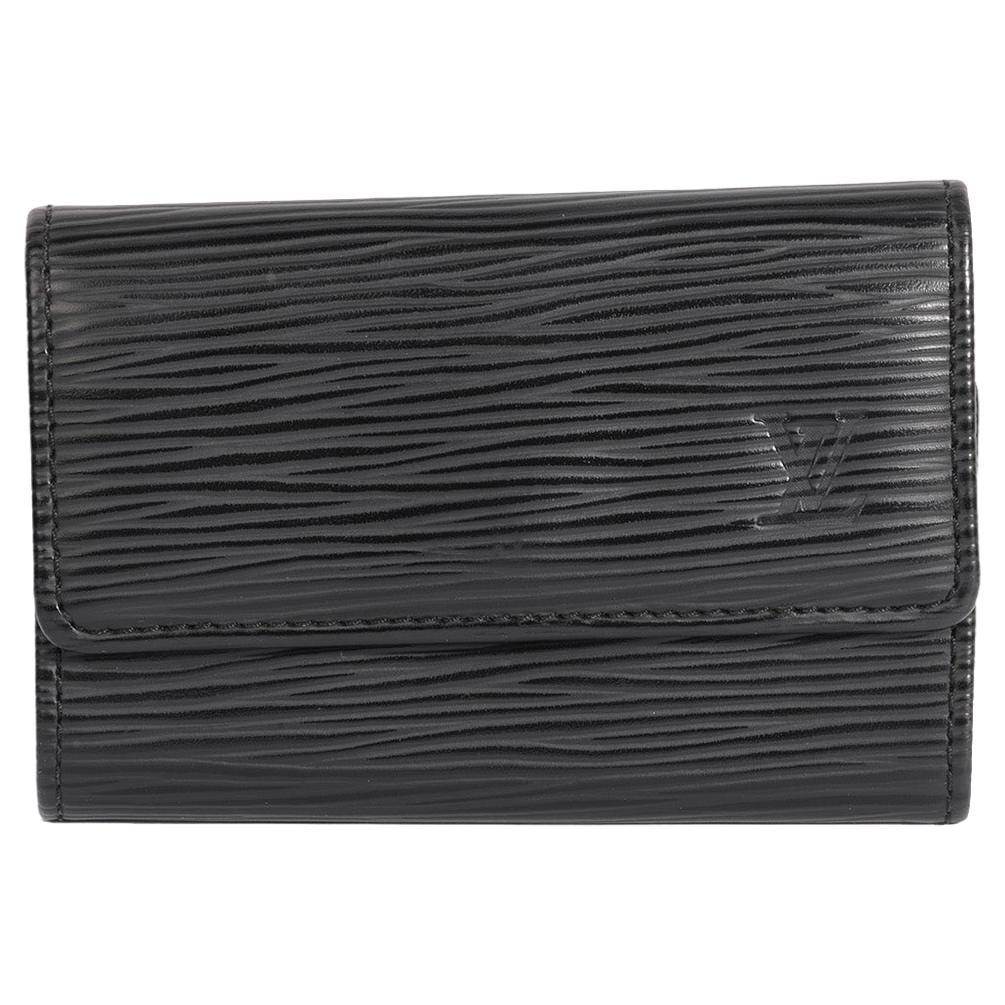 Louis Vuitton Porte 6 clés en cuir épi noir en vente