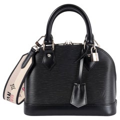 LOUIS VUITTON sac à bandoulière en cuir épi noir ALMA BB w JACQUARD STRAP