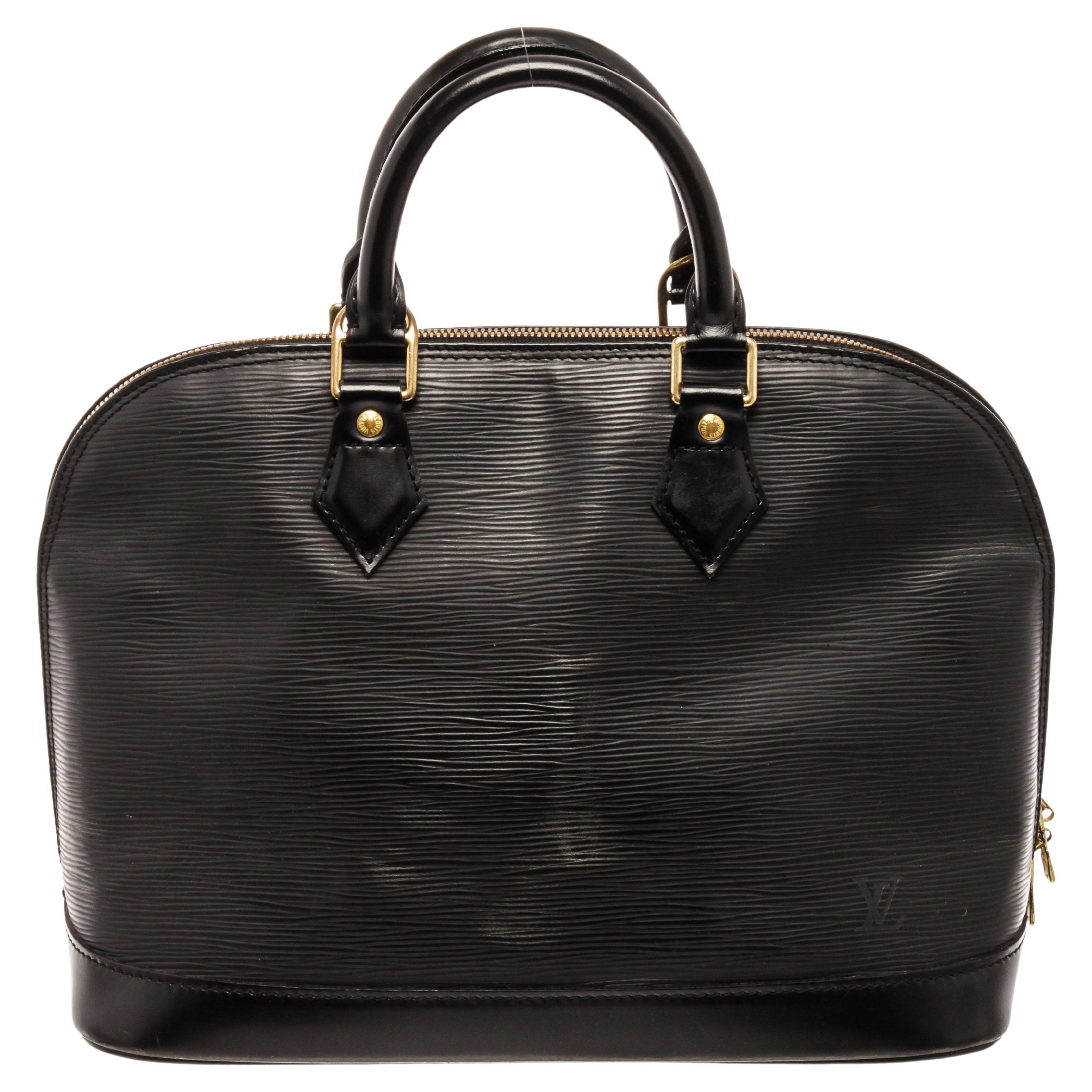Louis Vuitton Black Epi Leather Alma Satchel Bag For Sale