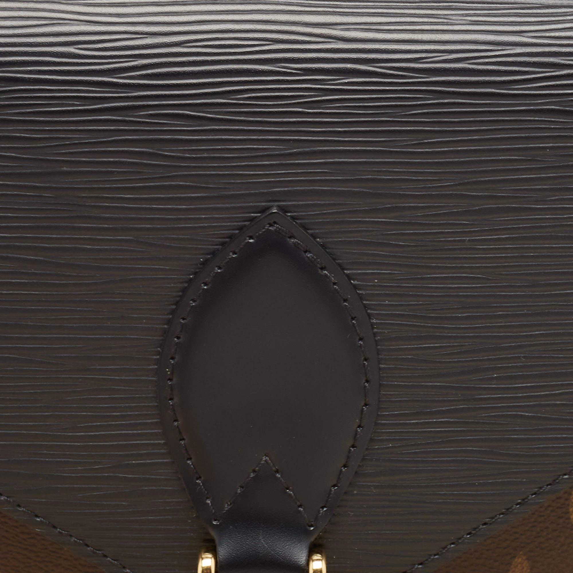 Louis Vuitton Black Epi Leather and Monogram Canvas Saint Michel Bag For Sale 9