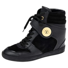 Schwarze Epi-Turnschuhe aus Leder und Wildleder mit Postmarke von Louis Vuitton 37,5