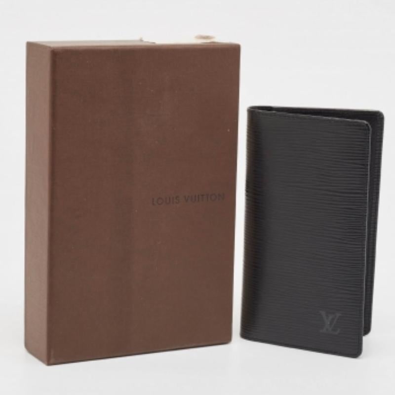 Louis Vuitton - Portefeuille long à deux volets en cuir épi noir en vente 6