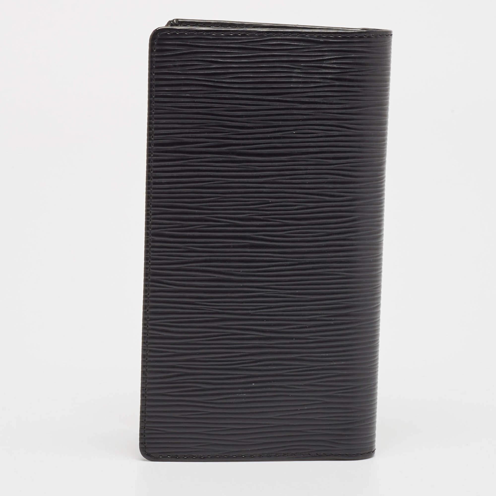 Women's Louis Vuitton Black Epi Leather Bifold Long Wallet For Sale