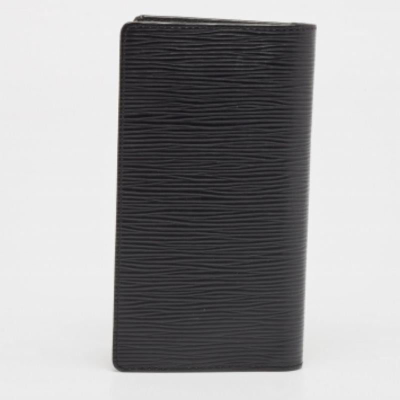 Louis Vuitton - Portefeuille long à deux volets en cuir épi noir en vente 4