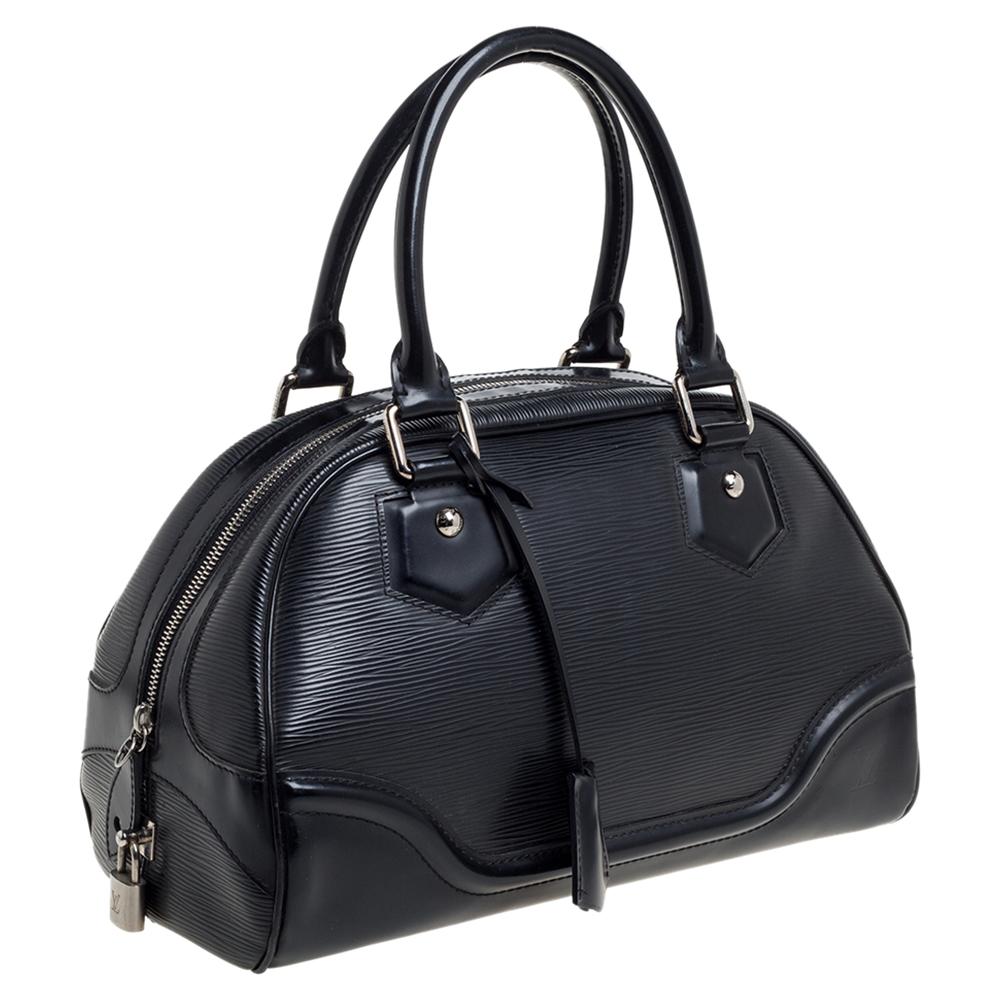 Louis Vuitton Black Epi Leather Bowling Montaigne PM Bag In Good Condition In Dubai, Al Qouz 2