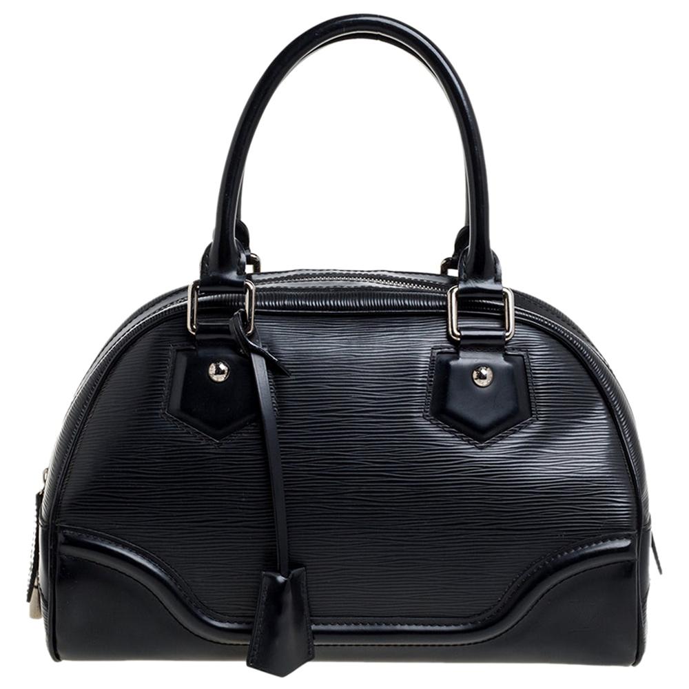 Louis Vuitton Black Epi Leather Bowling Montaigne PM Bag