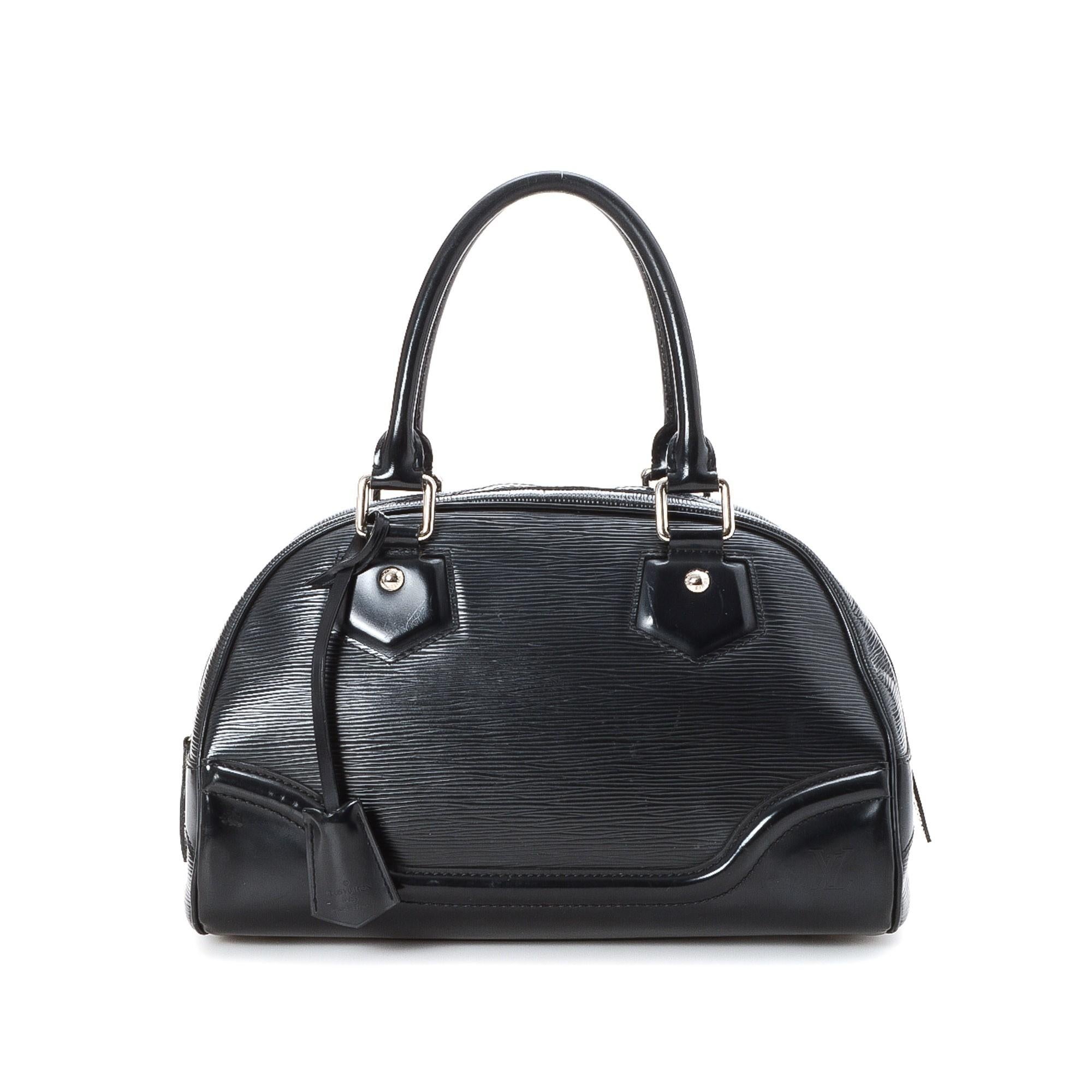 Women's Louis Vuitton Black Epi Leather Bowling Montaigne PM Handbag For Sale