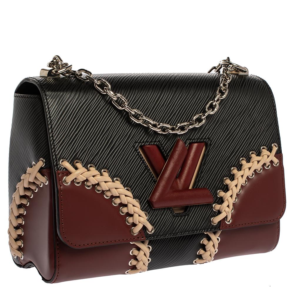 Women's Louis Vuitton Black Epi Leather Braid Work Twist MM Bag