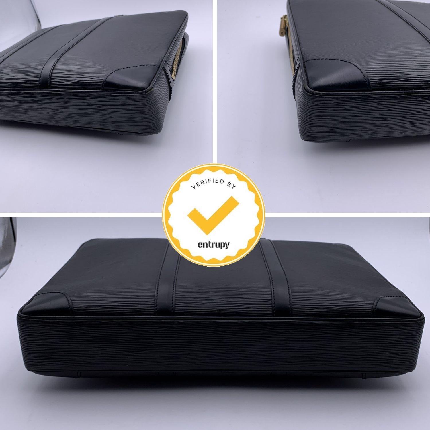 Louis Vuitton Black Epi Leather Briefcase Bag Porte Document Voyage 1
