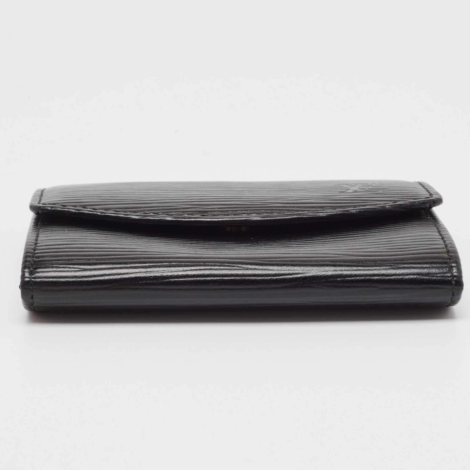 Louis Vuitton Black Epi Leather Business Card Holder In Good Condition For Sale In Dubai, Al Qouz 2