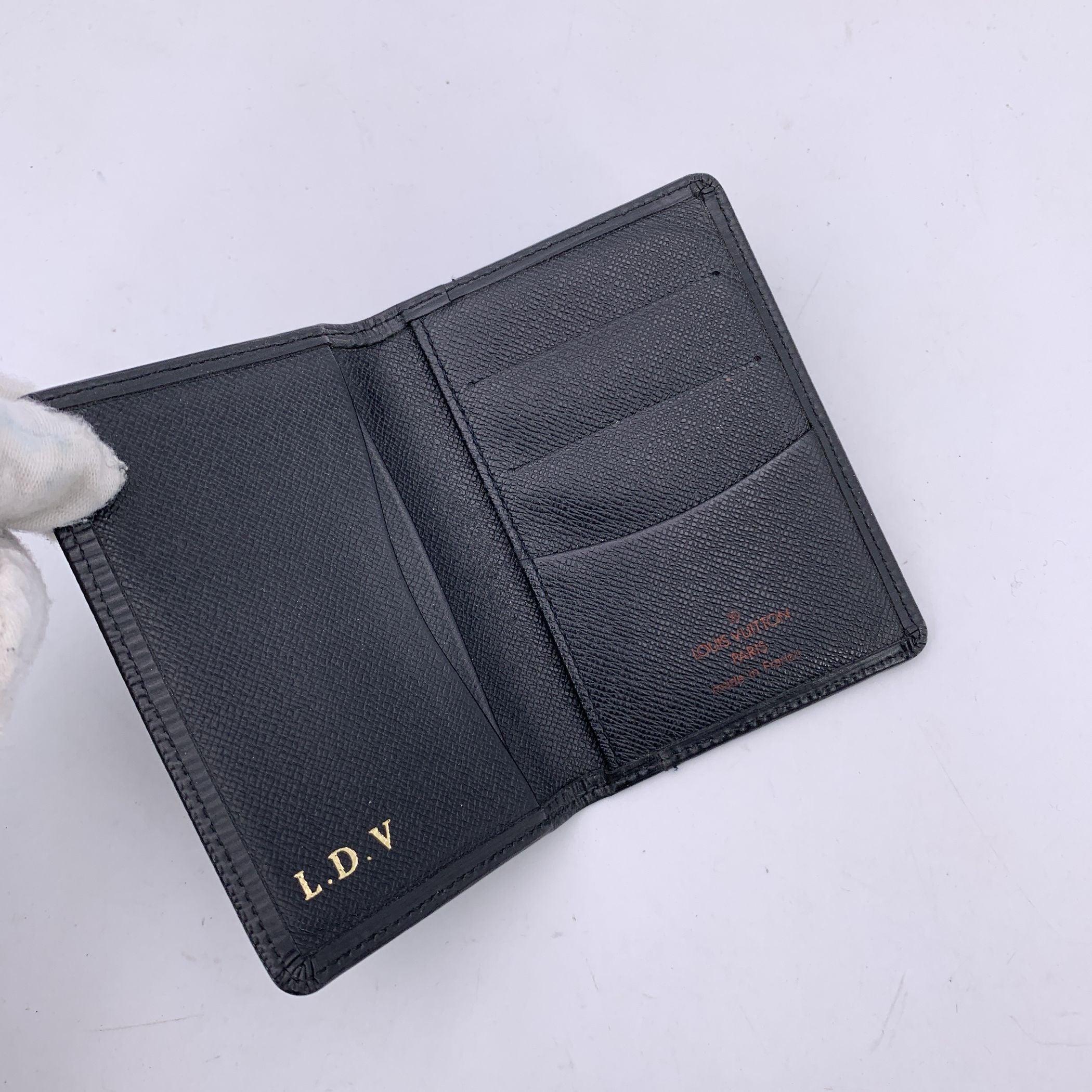Women's Louis Vuitton Black Epi Leather Card Holder Pocket Organizer Wallet