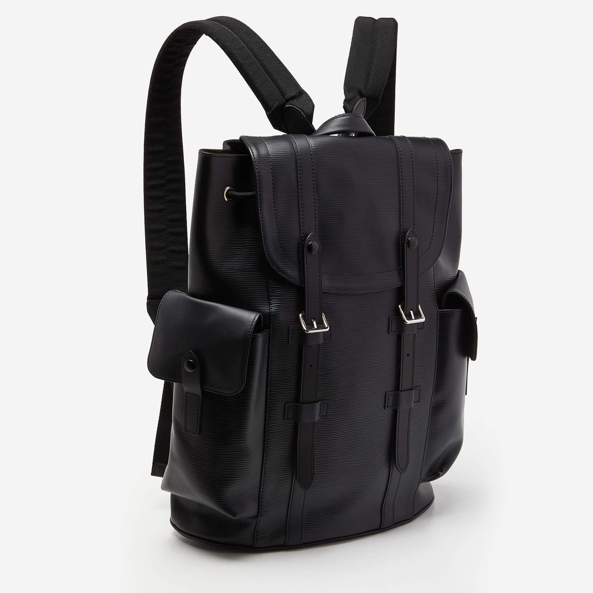 Louis Vuitton Black Epi Leather Christopher PM Backpack In Excellent Condition In Dubai, Al Qouz 2