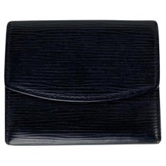 Louis Vuitton Schwarz Epi Leder Münz Geldbörse Beutel 2lv62 Brieftasche