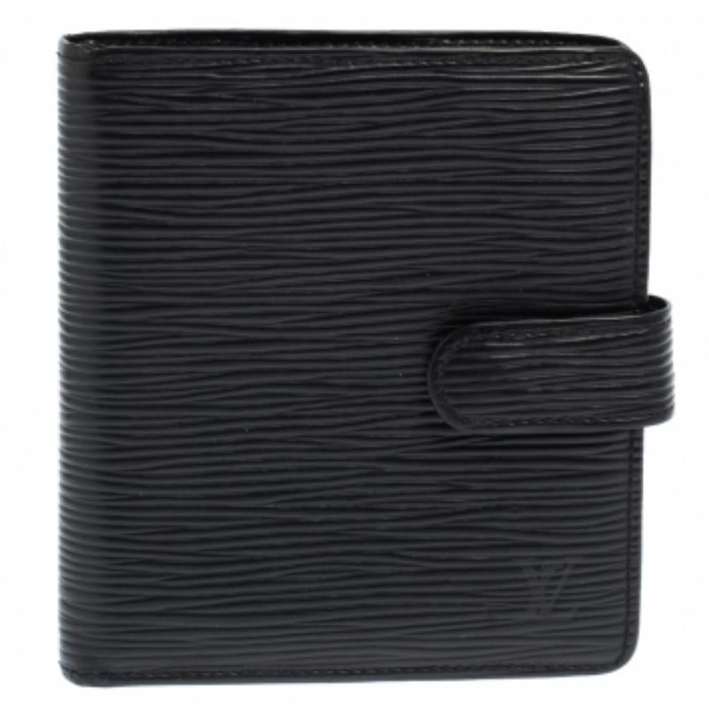 Portafoglio compatto in pelle nera Louis Vuitton
