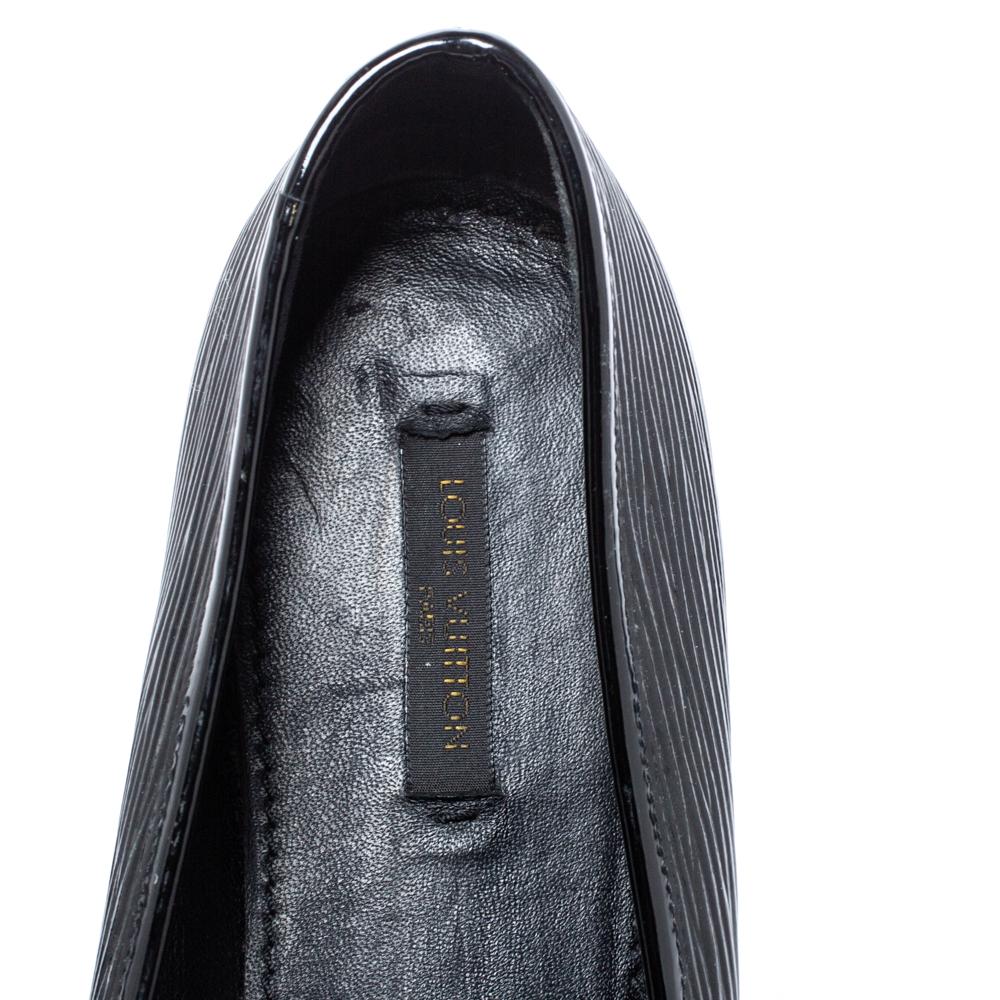 Louis Vuitton Black Epi Leather Debbie Bow Ballet Flats Size 38.5 In Good Condition In Dubai, Al Qouz 2
