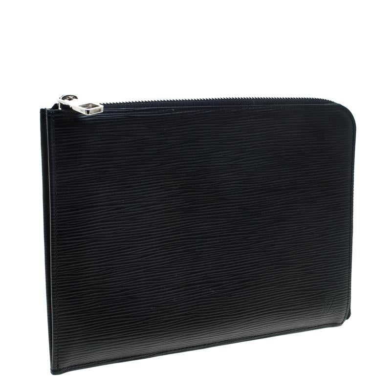 Louis Vuitton Black Epi Leather Documents Portfolio Pochette In Excellent Condition In Dubai, Al Qouz 2