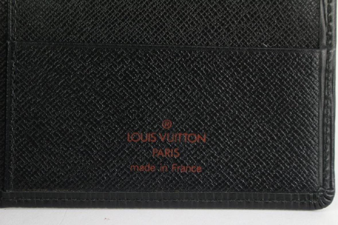 Louis Vuitton Black Epi Leather Fold Agenda Address Book Diary Cover 98LV45 In Good Condition In Dix hills, NY