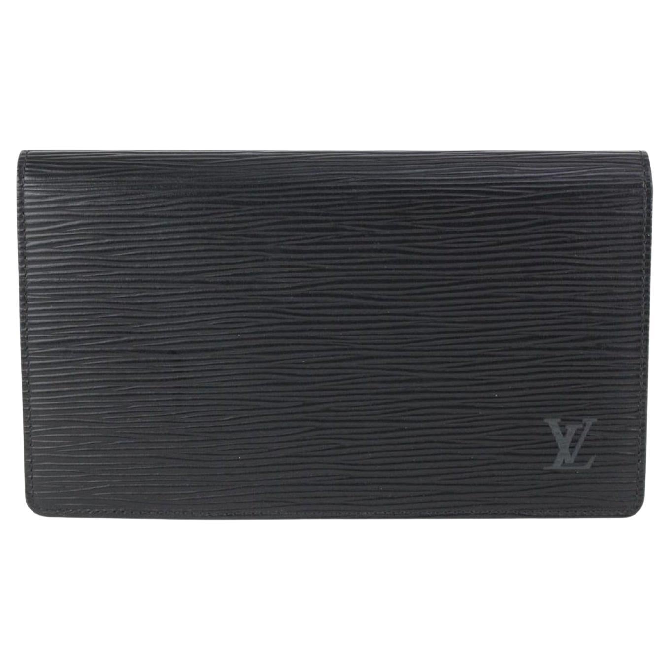 Louis Vuitton Black Epi Leather Fold Agenda Address Book Diary Cover 98LV45