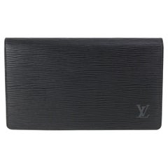 Louis Vuitton Black Epi Leather Fold Agenda Address Book Diary Cover 98LV45