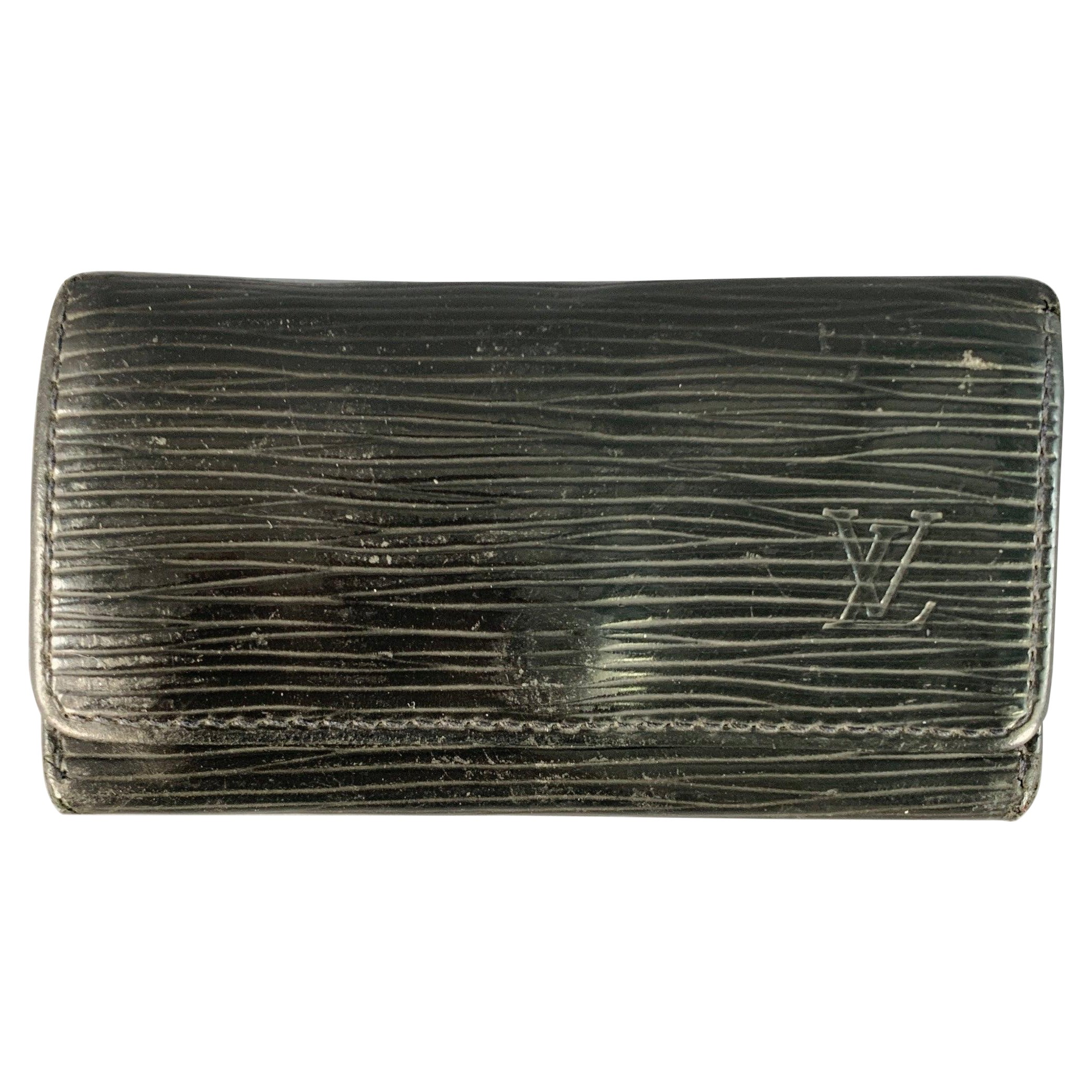 LOUIS VUITTON Black Epi Leather Four Ring Key Holder