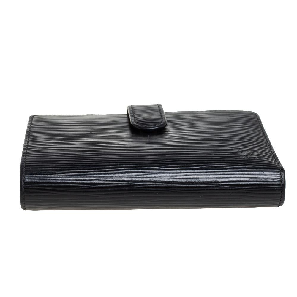 Women's Louis Vuitton Black Epi Leather French Purse Wallet