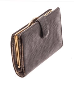 Louis Vuitton Black Epi Leather French Wallet with gold-tone hardware
