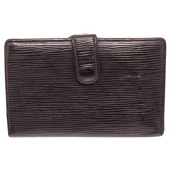 Louis Vuitton Black Epi Leather French Wallet with gold-tone hardware