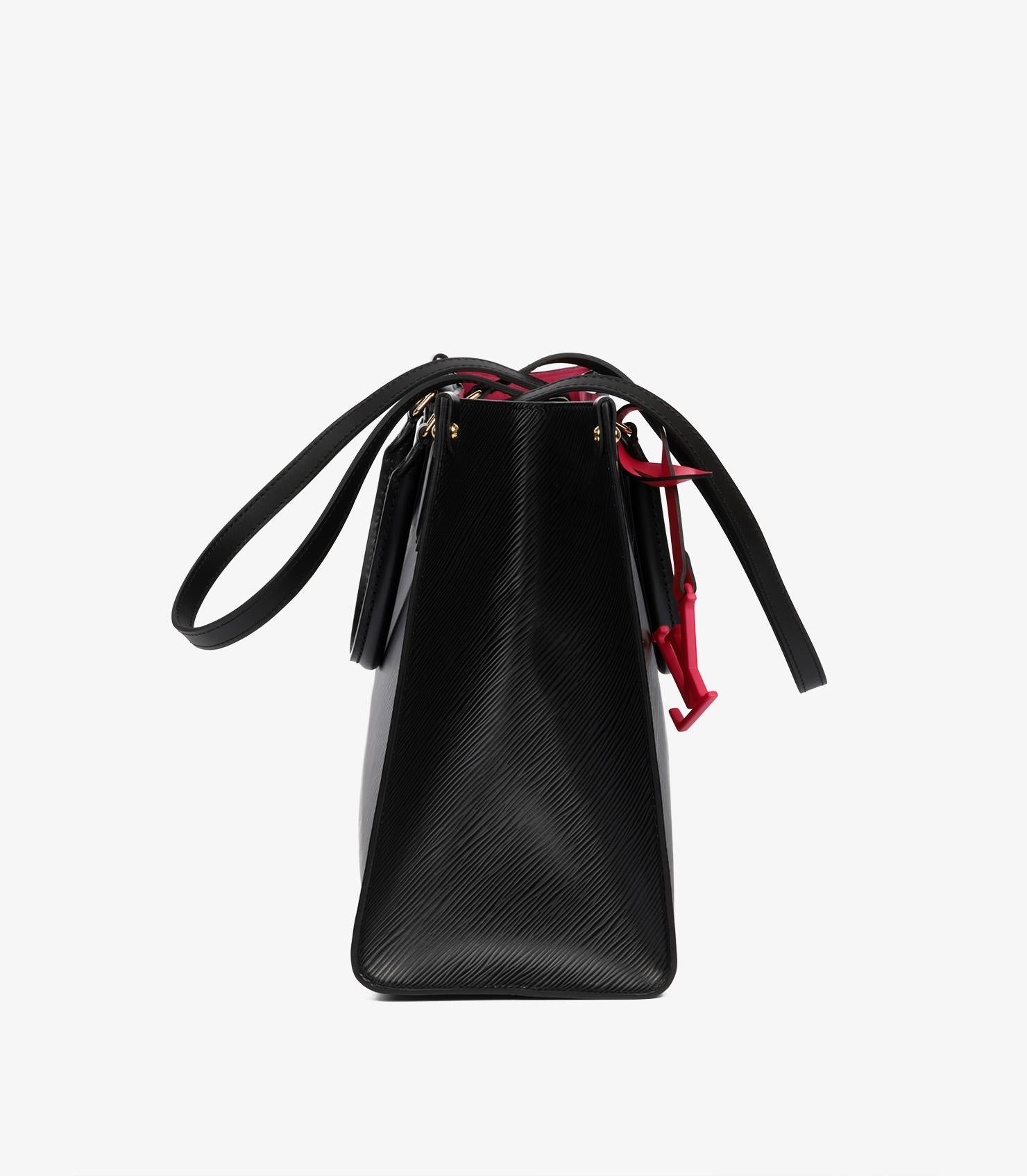 Women's Louis Vuitton Black Epi Leather & Fuschia Onthego MM For Sale