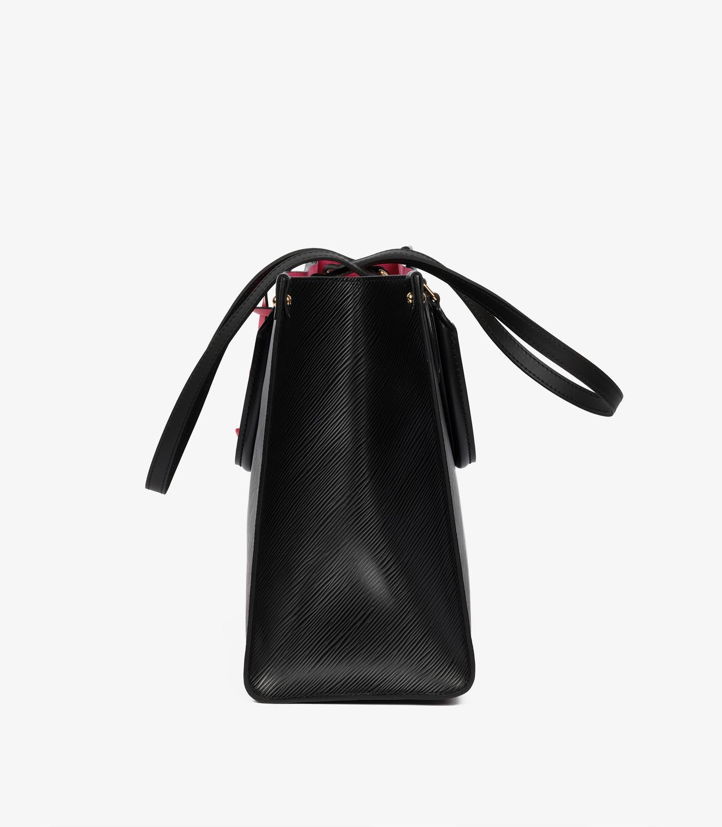 Louis Vuitton Black Epi Leather & Fuschia Onthego MM For Sale 1