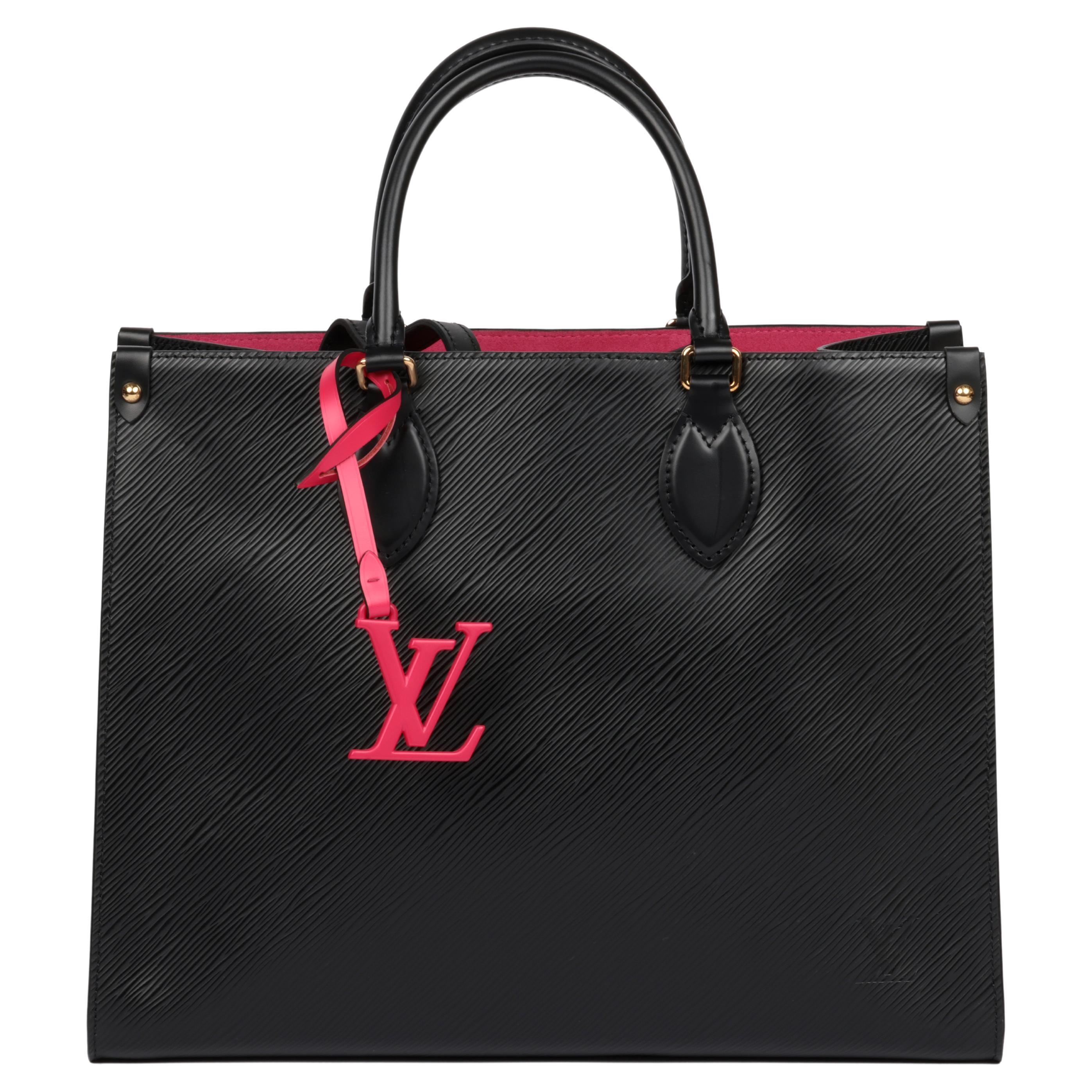 Louis Vuitton Black Epi Leather & Fuschia Onthego MM For Sale