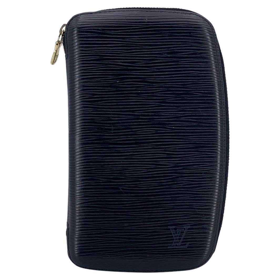 Portafoglio Zippy Organizer Louis Vuitton in pelle nera Epi Geode in vendita