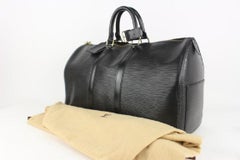 Louis Vuitton Sac Keepall 45 Boston Duffle Bag en cuir épi noir 1013lv16