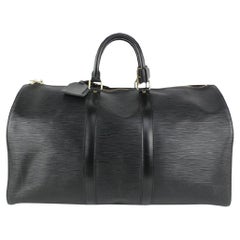 Vintage Louis Vuitton Black Epi Leather Keepall 45 Boston Duffle Bag 1013lv16