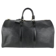 Louis Vuitton Black Epi Leather Keepall 45 Boston Duffle Bag 1013lv16