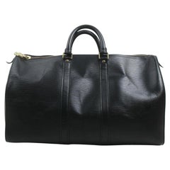 Louis Vuitton Black Epi Leather Keepall 45 Boston Duffle PM 863015