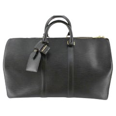 Vintage Louis Vuitton Black Epi Leather Keepall 45 cm Duffle Bag