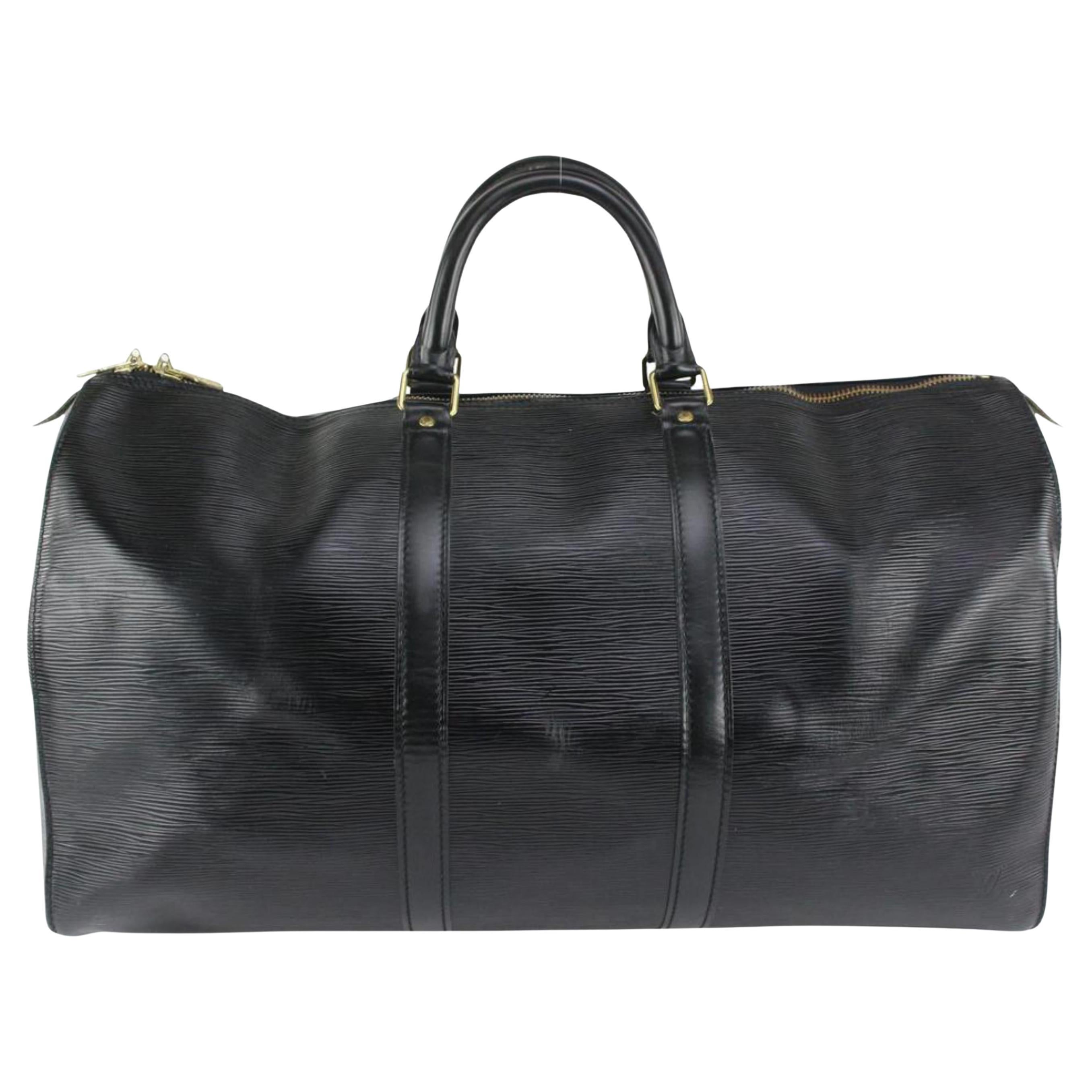 Louis Vuitton Black Epi Leather Keepall 50 Duffle bag 123lv25